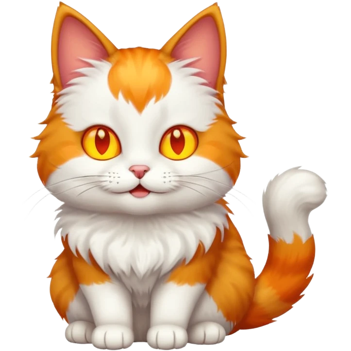 A bicolor cat emoji with glowing happy yellow eyes emoji