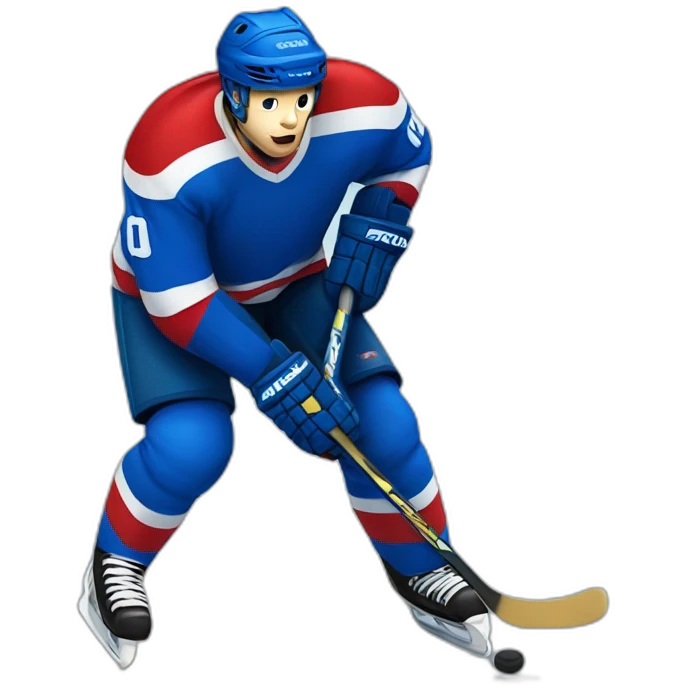 hockey fan wearing blue and red jersey emoji