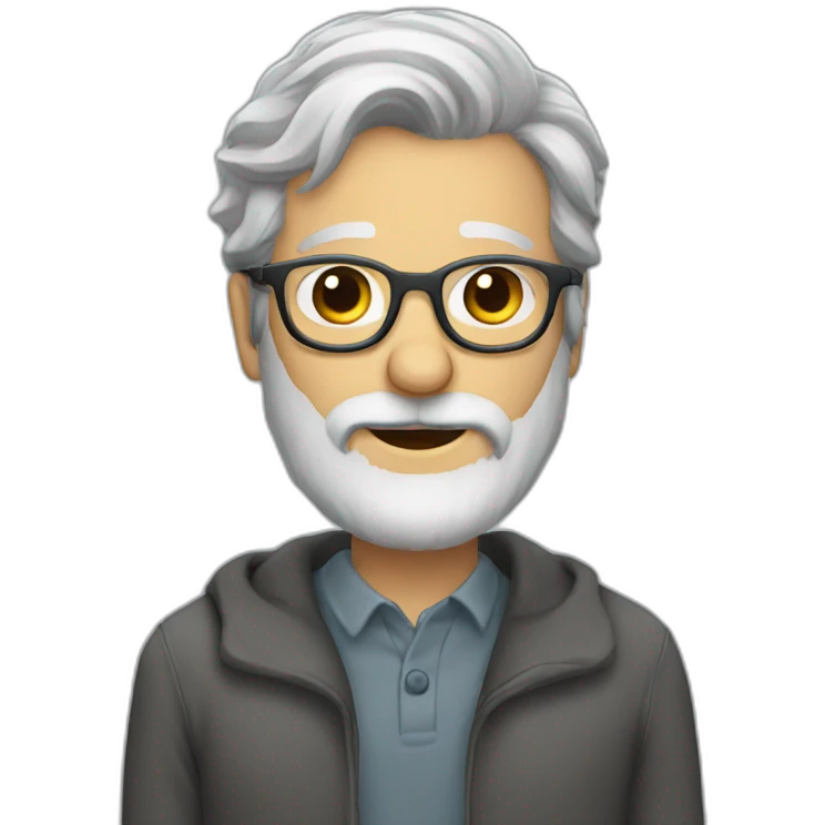 bearded grey hair with glasses emoji
