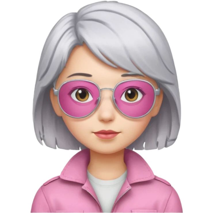 Silver hair pink aviator glasses girl emoji