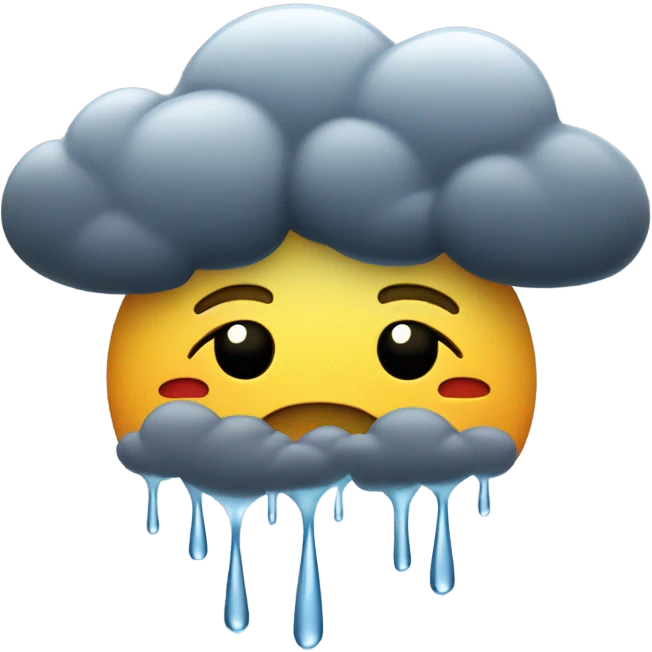 frown face emoji under raining cloud emoji emoji