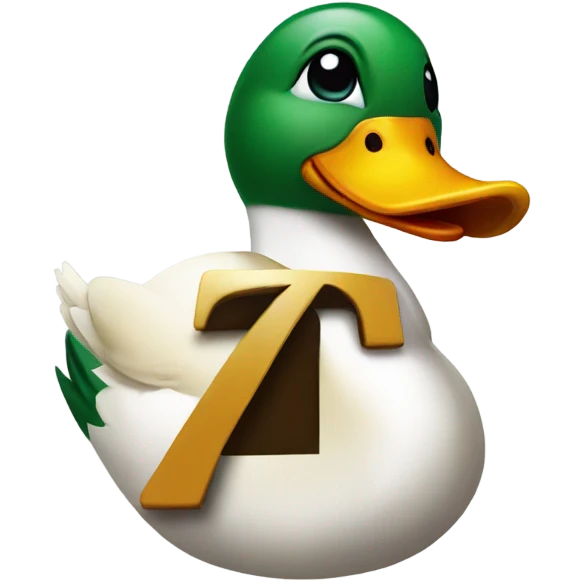 Duck holding a number 7 emoji