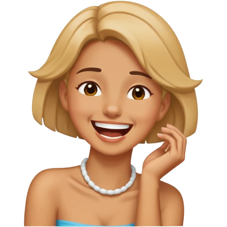 girl holding neck while laughing  emoji