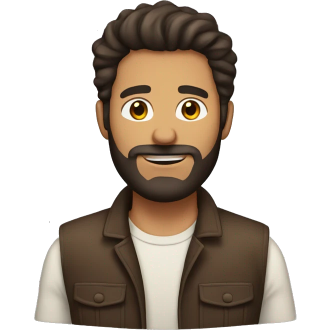 Tan man with dark brown hair and beard emoji