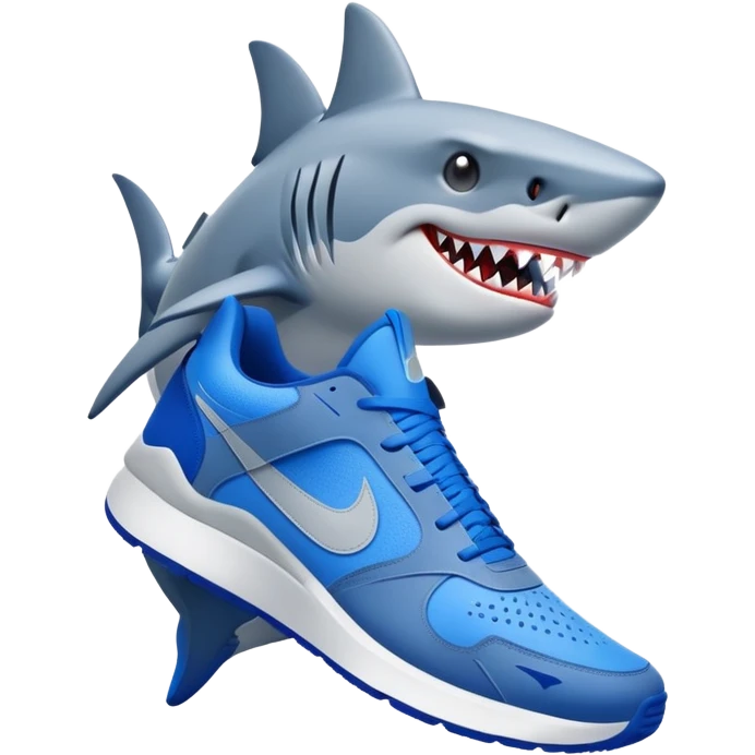 a shark that’s wearing blue Nike shoes and wolf hands too emoji