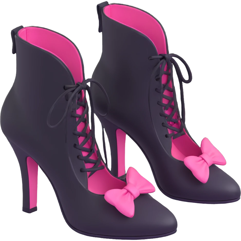 BLACKPINK-inspired gothic shoes, no hearts, black and pink, cute  emoji