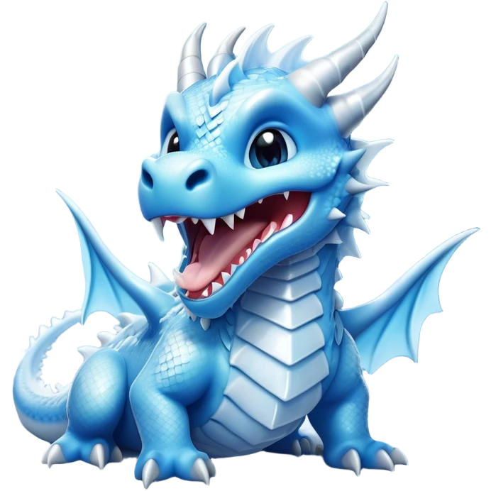 Cinematic Cute Yawning Beautiful Ice Dragon Portrait Emoji, Head tilted slightly with a dramatic, wide-open yawn, revealing a softly crystalline body with subtly drooping, frost-laden scales in cool blues and silvery hues, each detail rendered with natural icy finesse; high shine, relaxed yet elegant, styled with a dash of enchanted winter charm, soft glowing outline, capturing the essence of a sleepy yet graceful ice drake ready to stretch out and melt into a serene, frozen slumber! emoji