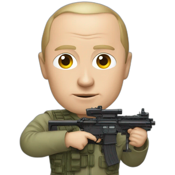Putin with a machine gun in his hands emoji