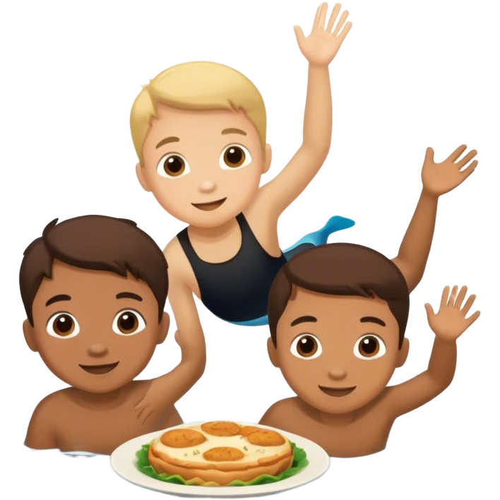 Three kids diving one super good two super good dish emoji