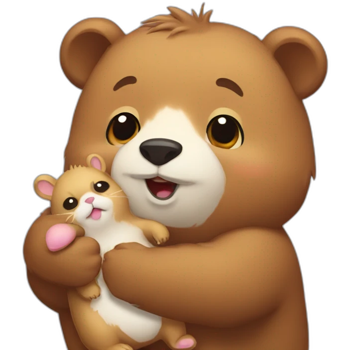 bear with hamster huging emoji