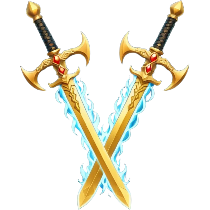 Two fiery royal golden swords crossed emoji