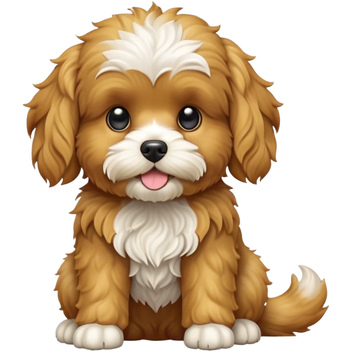 cinematic-[cavoodle dog]-realistic-full-body-sitting-emoji,-tail-resting-loosely-beside-its-paws,-head-tilted-dramatically,-wavy-[golden]-fur,-simplified-yet-realistic-focused-features,-highly-detailed,-glowing-with-an-almost-sarcastic-glow emoji
