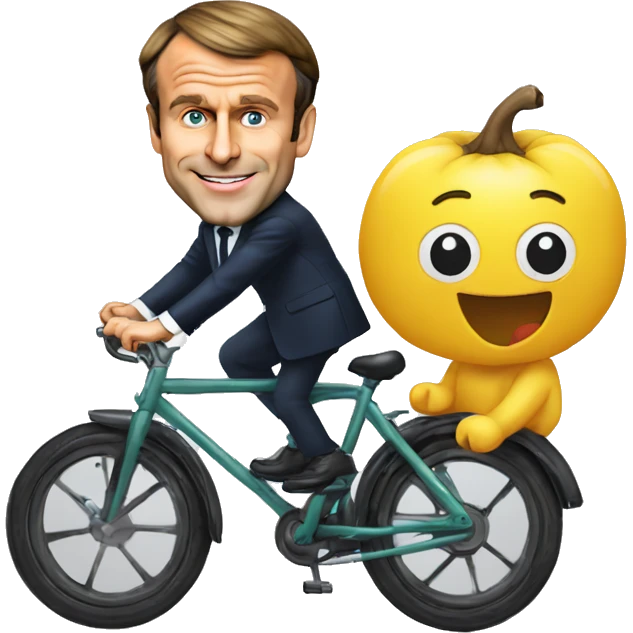 emmanuel macron sur un velo emoji