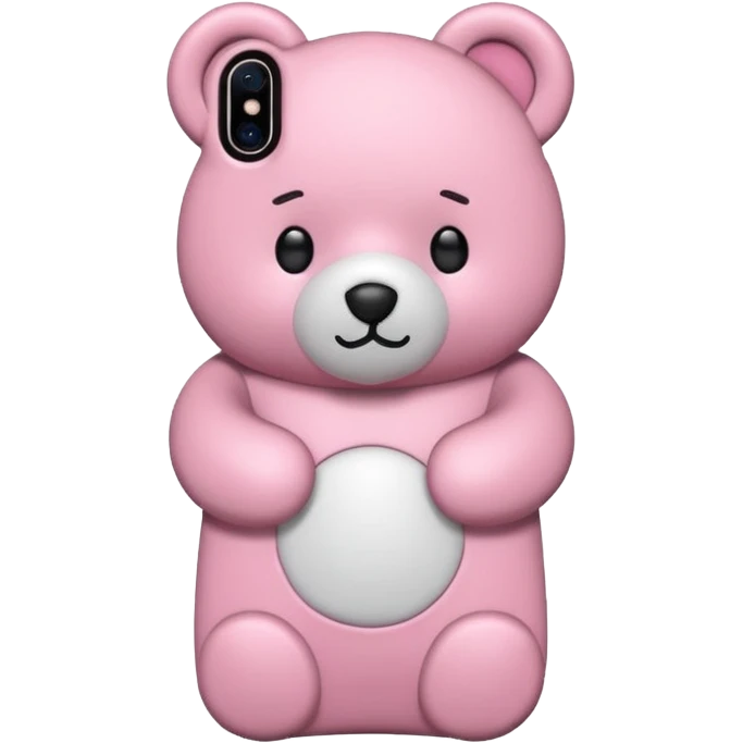 iphone in a pink teddy bear phone case, slightly different pose emoji