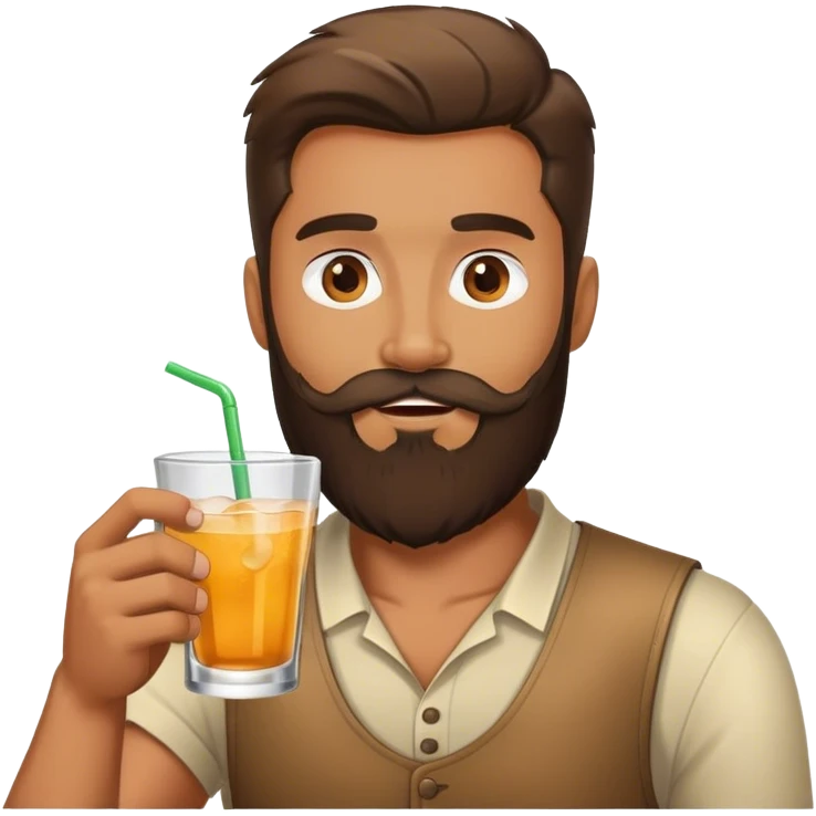 bearded man enjoying a drink emoji