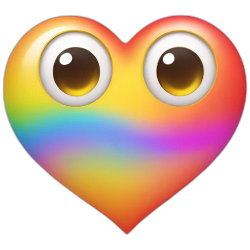 heart eyes emoji with rainbow hearts emoji