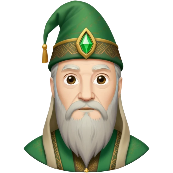 albus dumbledore from harry potter with green fez hat and decorative patterns, without gem emoji