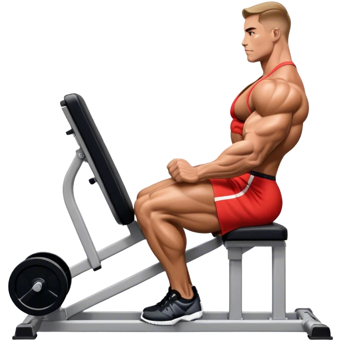 side-view bodybuilder seated weighted calf-raise machine lower leg exercise emoji