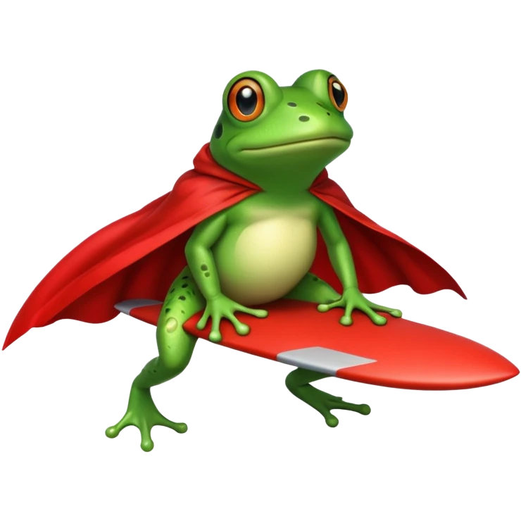 A frog wearing a cape and standing on a plane  emoji