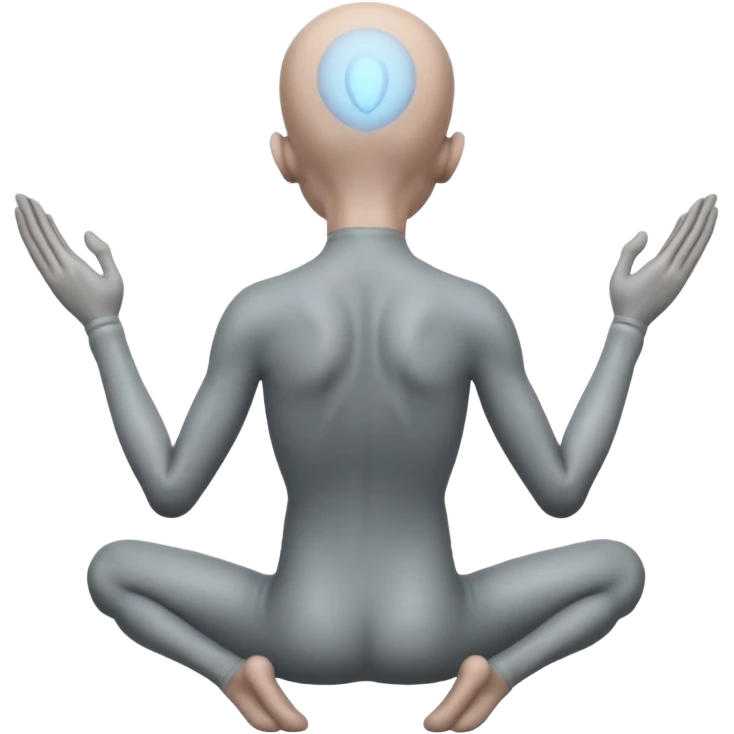 fullbody STANDING AND PRAYING HANDS gray alien FROM REAR BACKVIEW emoji