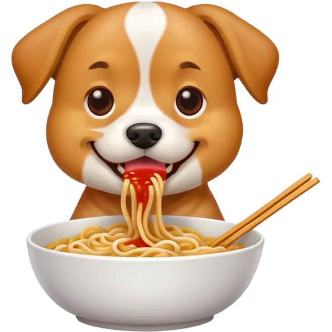 Dog eating noodles  emoji