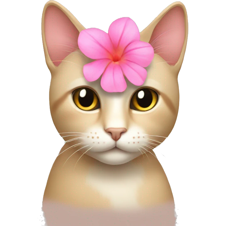 beige cat with a pink flower emoji