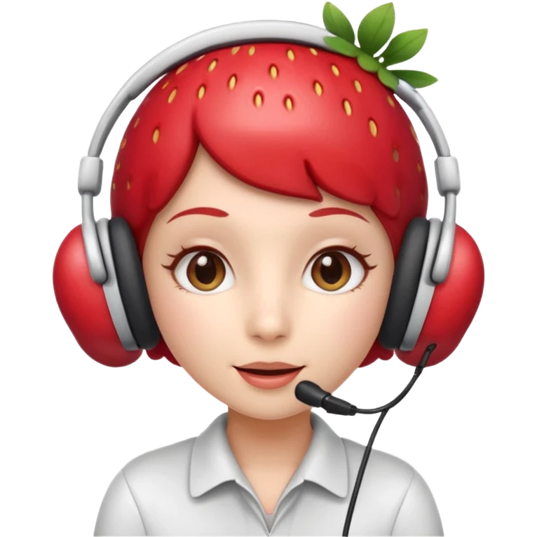 A Cute strawberry wearing headset  emoji