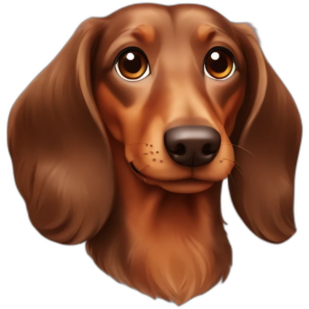 Simple Brown Long hair Dachshund dog emoji