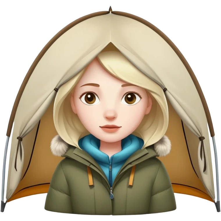 girl Cold inside of a tent emoji