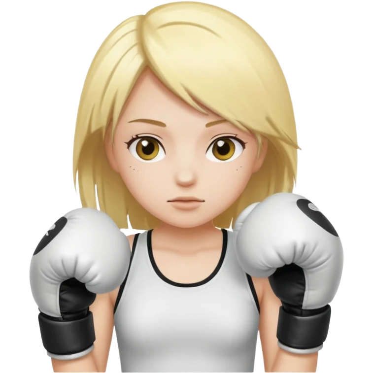 Девушка с серными прямыми волосами в белых бексерских перчатках  emoji