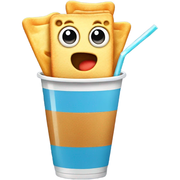 a chip with a face drinking emoji