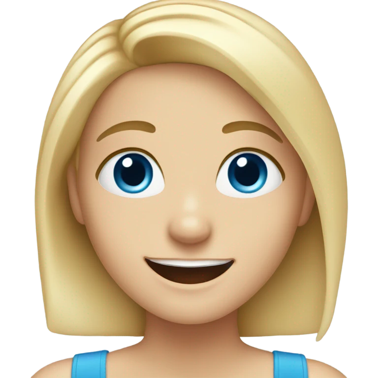 Blonde girl blue eyes with braces smiling  emoji