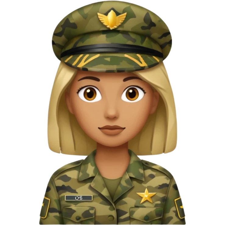 militar mujer con traje de camuflaje emoji
