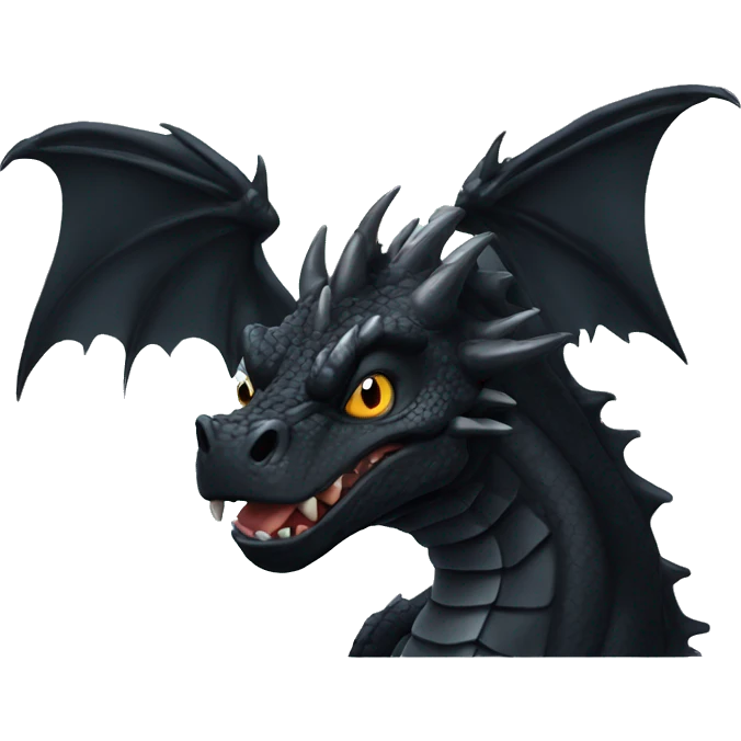 Black dragon with a mean face emoji