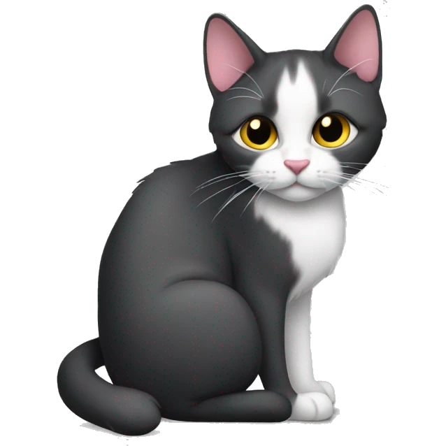 Черная кошка с розовым бантиком emoji
