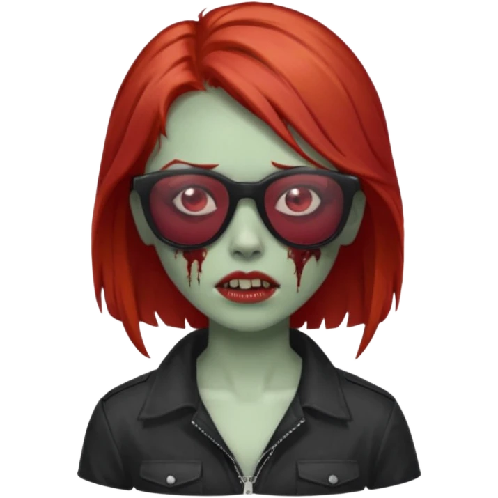 Zombie girl with red hair and sun glasses face emoji