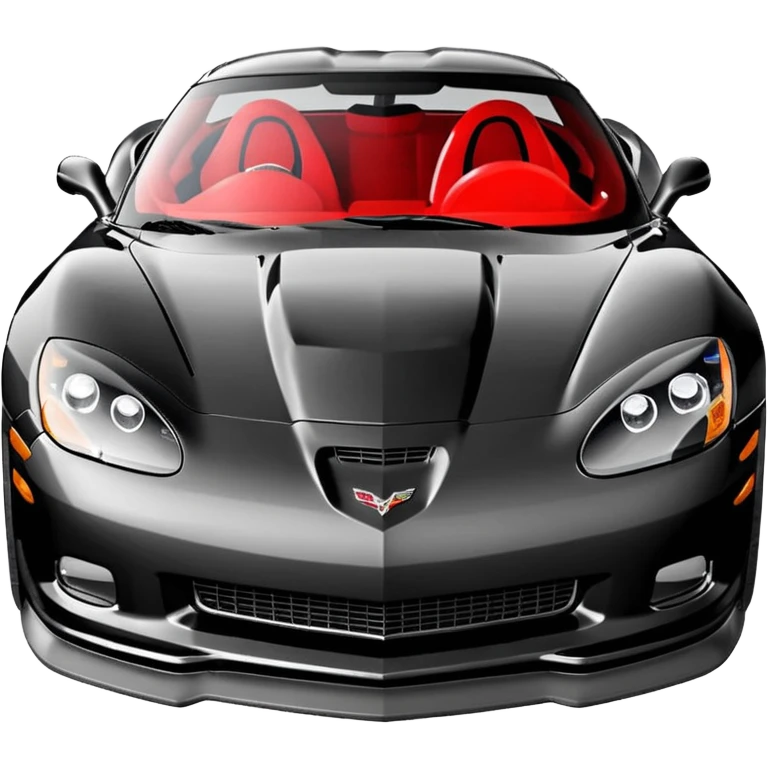 black 2006 Chevrolet Corvette C6 ZR1 with a red headlight, simplified, expressive, side view emoji