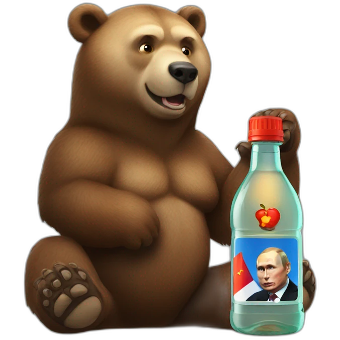 Vladimir Putin on a bear with a bottle of vozka emoji