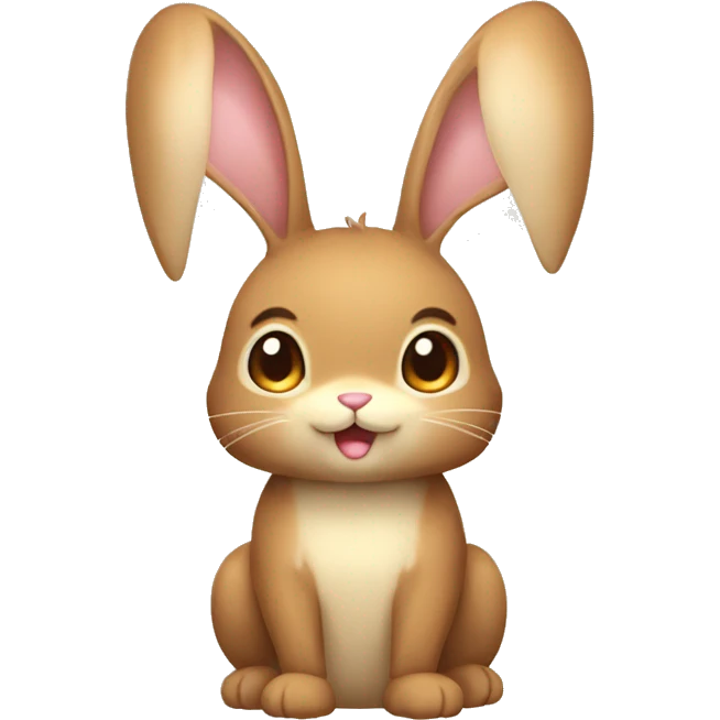 Cute Shiny Brown-Beige Fakémon-Bunny full body emoji