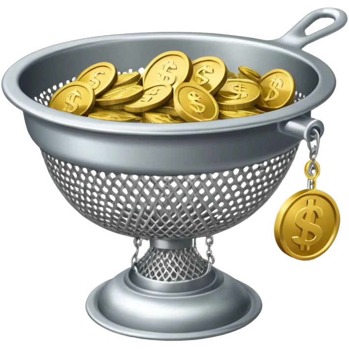 Strainer with money emoji