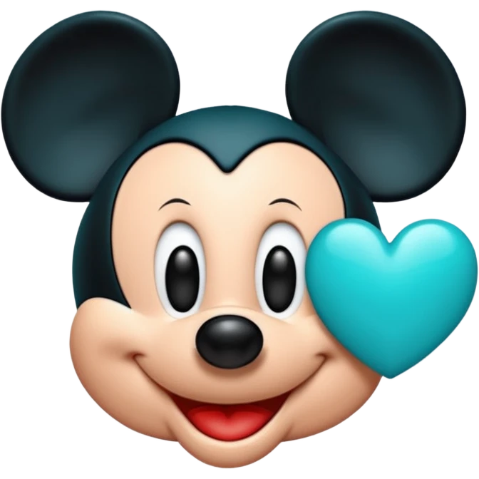 Mickey with a teal blue heart  emoji