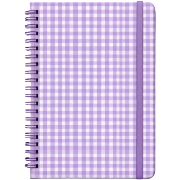 Cute  journal cover, pastel purple gingham pattern
Handwritten feminine typography, soft aesthetic, cozy girl vibe
Clean product mockup, minimal shadows, lifestyle stationery style emoji