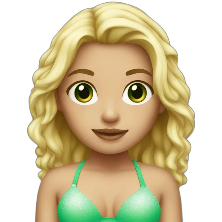 blond girl green eyes bikini emoji
