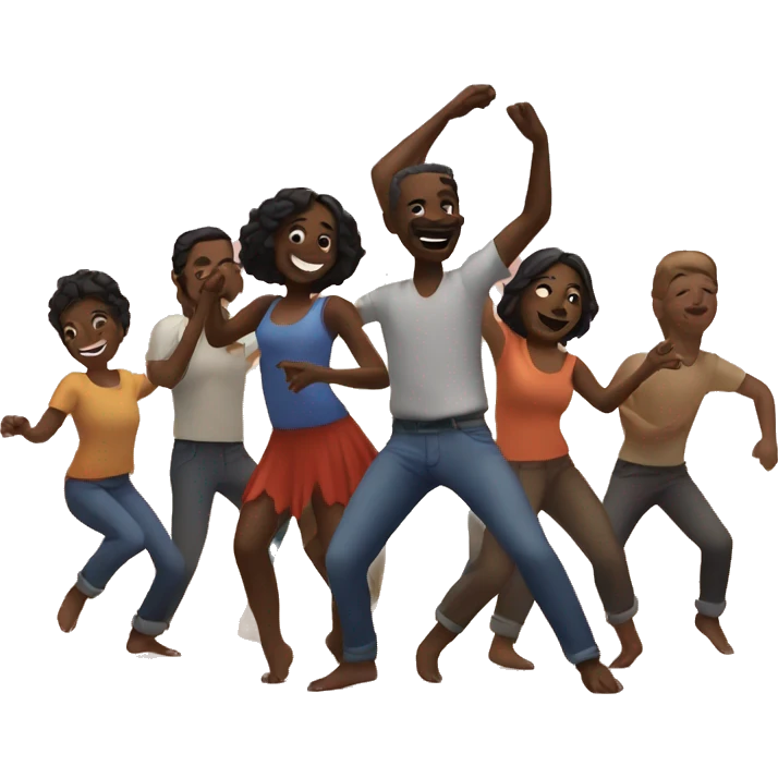 People dancing at sundown emoji