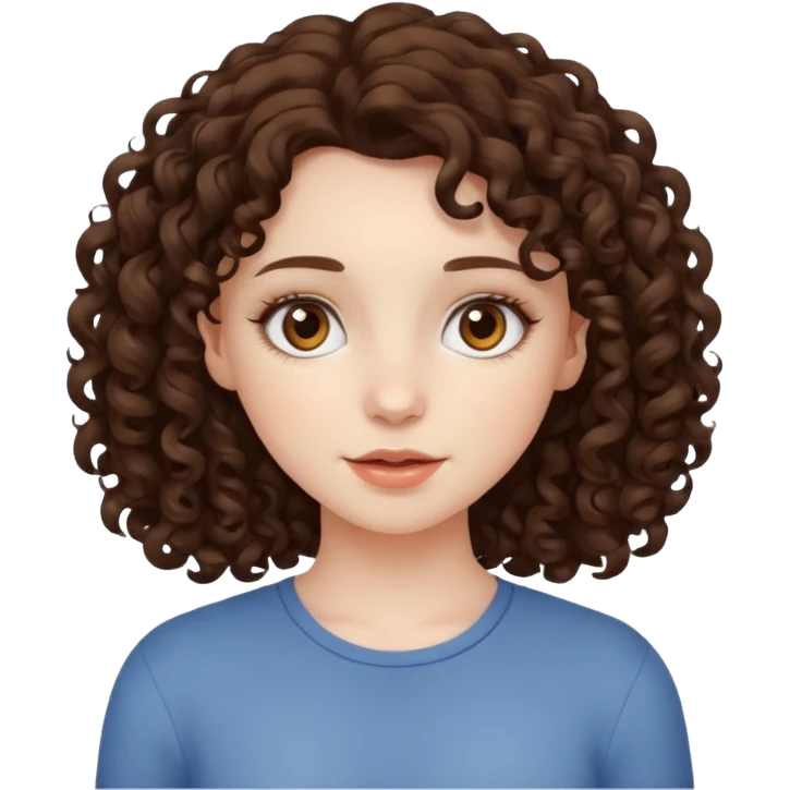curly brunette girl with brown eyes and pale skin emoji