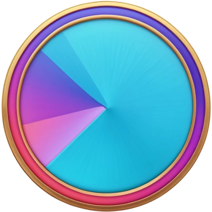 
One  Rotate 55 degree  coin color in in gradient of turquoise, blue, pink, purple, and coral emoji