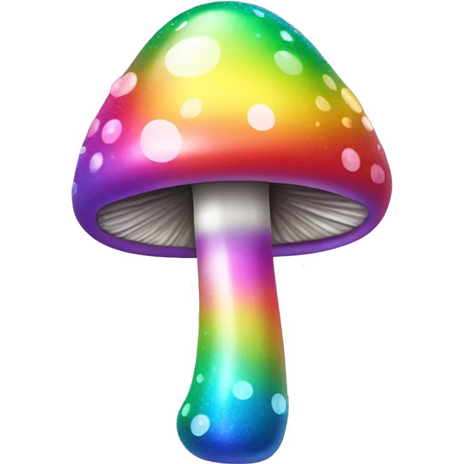 Kawaii rainbow chrome glittery mushroom and stem emoji