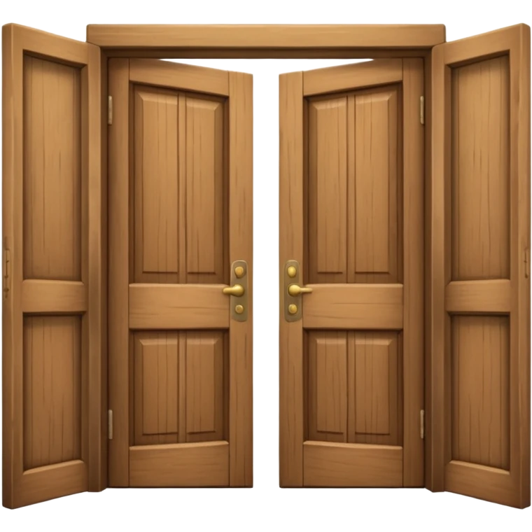 a wooden door that is wide open. The door is not closed, it is open! The door frame is simple and matches the wood tone of the door. emoji