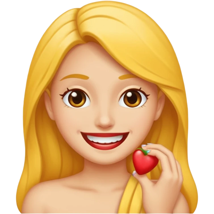 Emoji de una chica mordiéndose el dedo sonriendo de forma coqueta  emoji