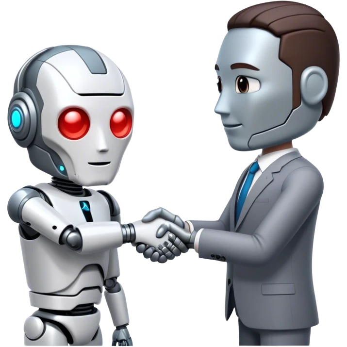cyborg handshake with business man emoji